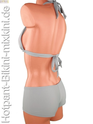 Bikini-Hotpants-Neckholder-Set silber-grau