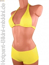gelbe Bikini Hotpants Kombination, Neckholder und Hotpants
