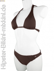 Bikini-Hipster-Neckholder-Set dunkelbraun